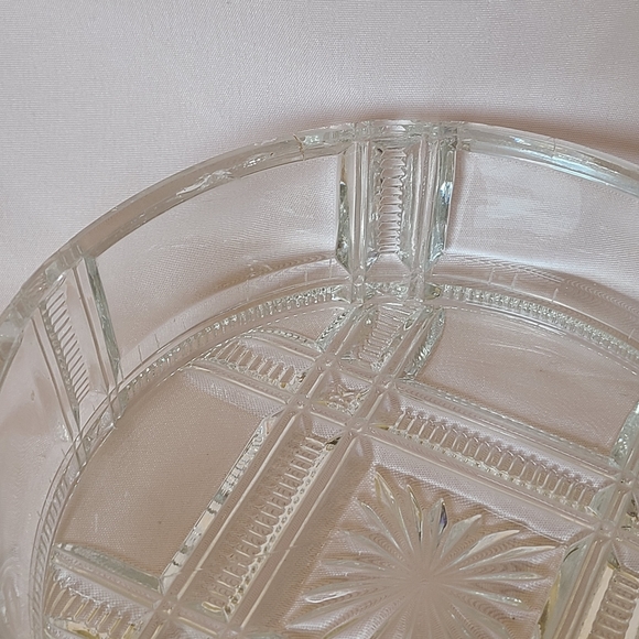 Antique Duncan & Sons Glass Cryptic Zipper Nova Scotia Ribbon Stars Candy Dish - Picture 5 of 9